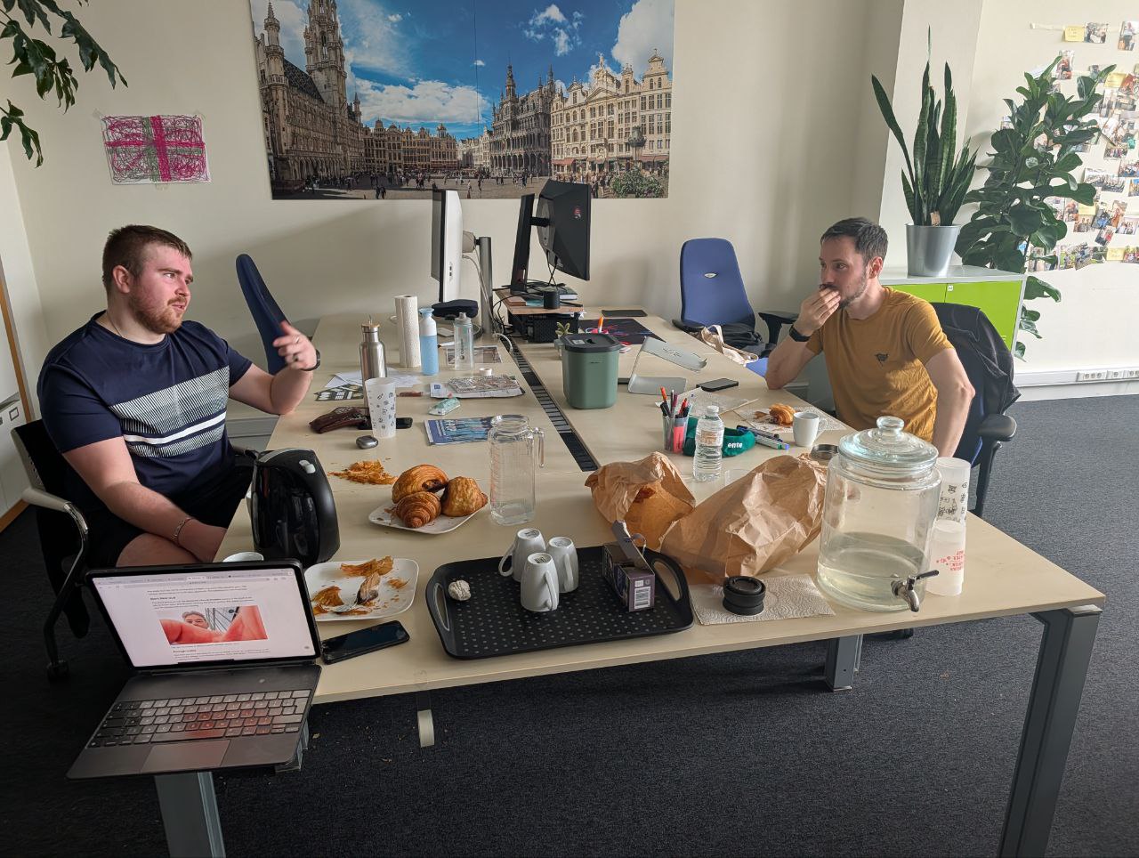 Valentin and Andrei over breakfast