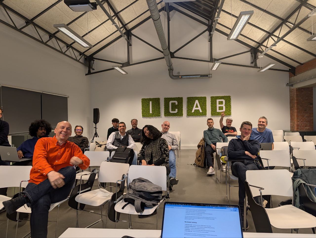 The group at Betacowork — Toon in his orange shirt